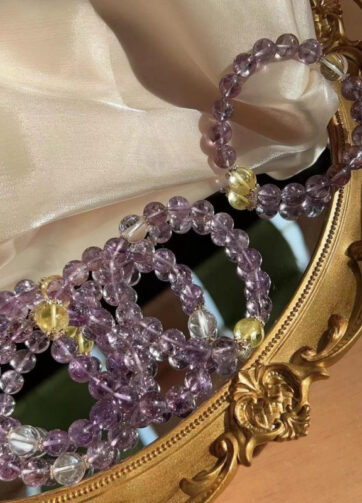Natural Amethyst Nine Purple Flame Hand Chain, Yellow Asse Crystal Pendant, Women's Style, Large Particle Rainbow Stone Crystal