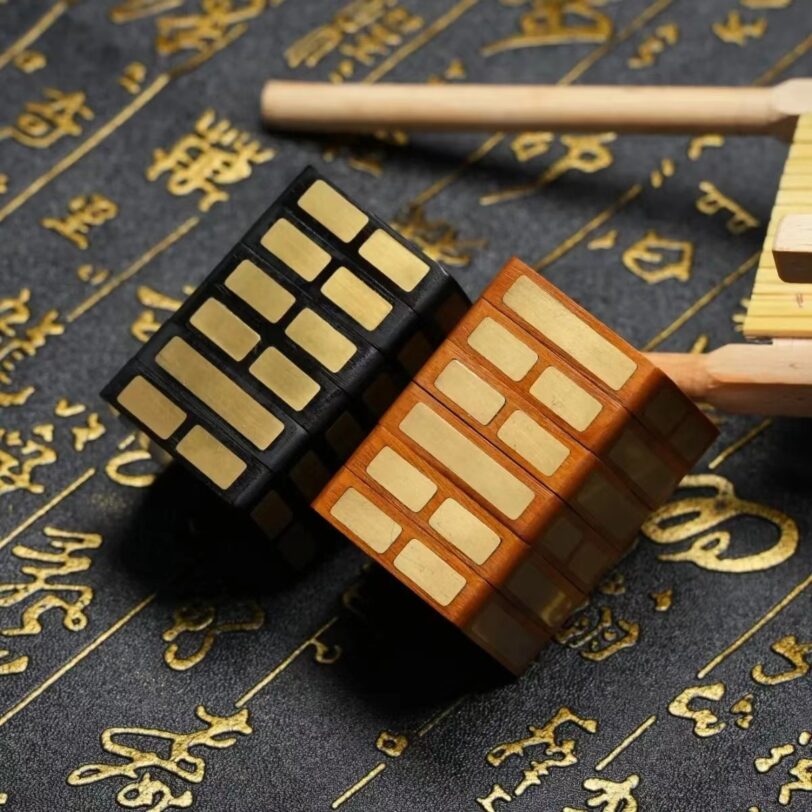 Natural Zhouyi Magic Cube Thunder Strike Jujube Wood 64 Hexagrams Boxwood Eight Trigrams Taiji Scholar's Play Yi Jing Six Lines River Chart and Luo Book Hand Grip - Image 2